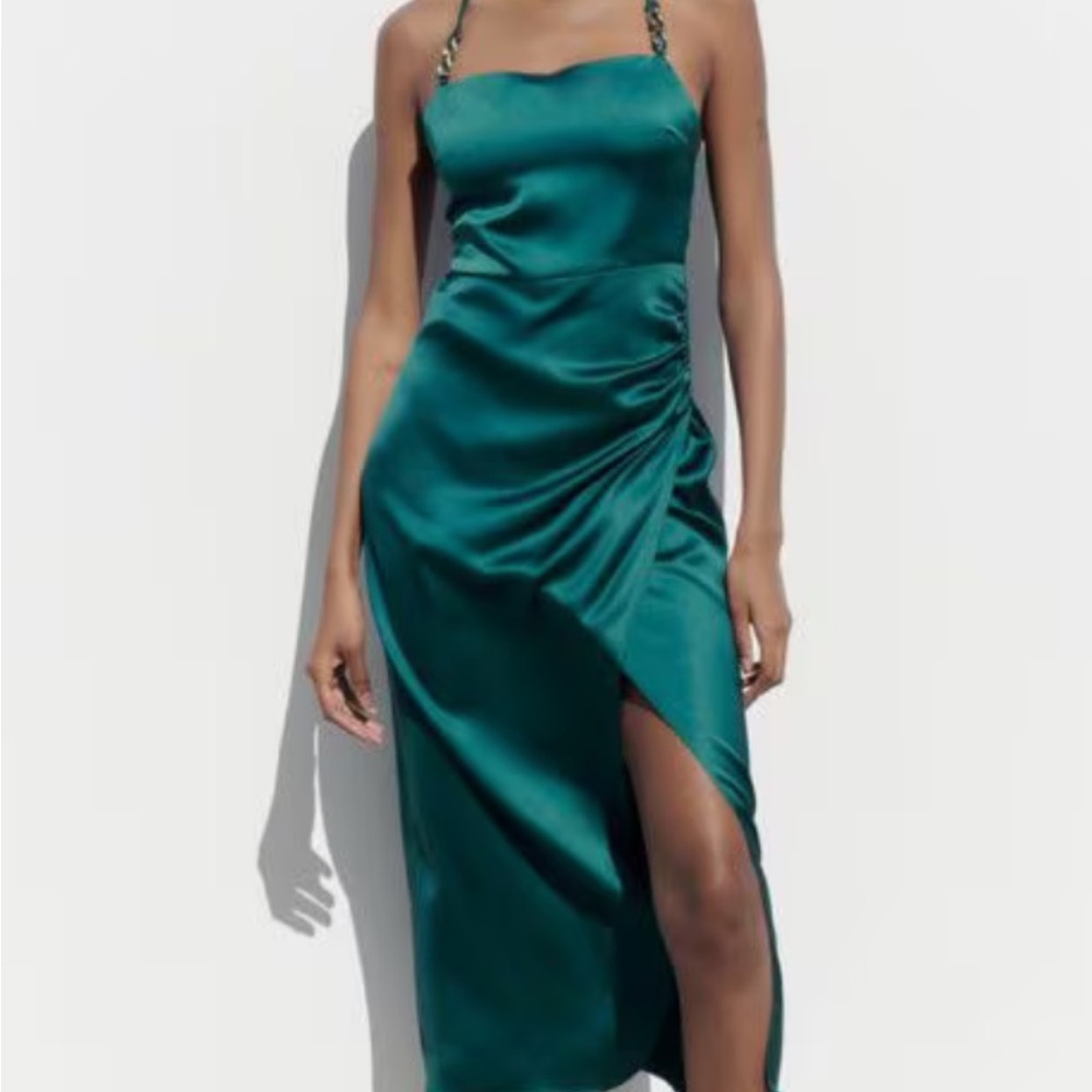 Zara Teal Midi Dress with Slit